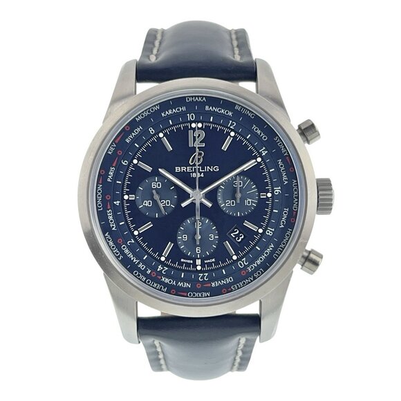 Breitling Transocean Stainless Steel Blue Dial 46mm Automatic Men's Watch AB0510 - Picture 1 of 9